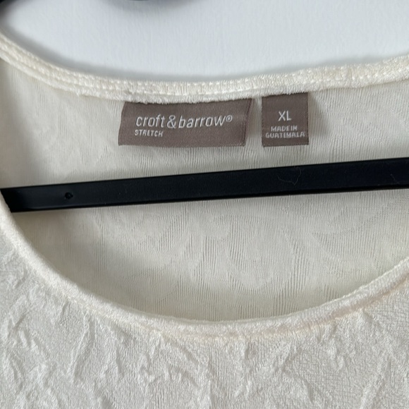 Croft and Barrow Off White Embossed Tshirt - Picture 2 of 5